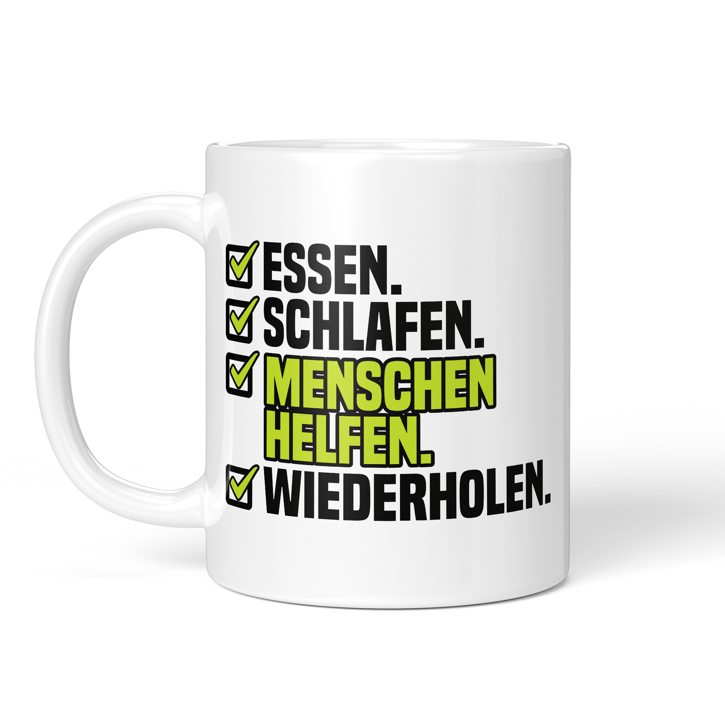 CupHaven® Sozialarbeiter Tasse - Essen. Schlafen. Menschen helfen. Wiederholen. - Geschenk für Sozialarbeiter und Sozialarbeiterinnen