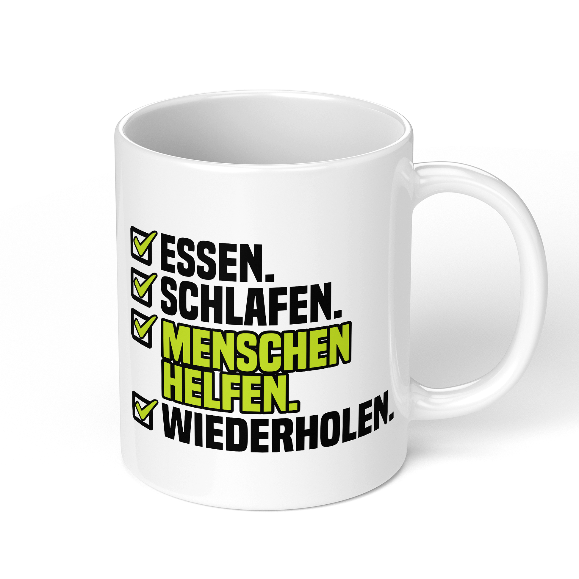 CupHaven® Sozialarbeiter Tasse - Essen. Schlafen. Menschen helfen. Wiederholen. - Geschenk für Sozialarbeiter und Sozialarbeiterinnen