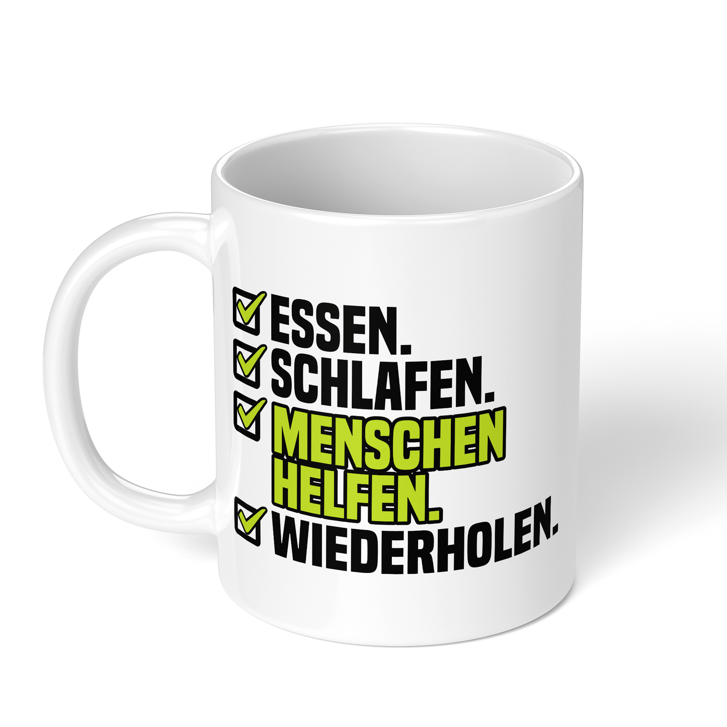 CupHaven® Sozialarbeiter Tasse - Essen. Schlafen. Menschen helfen. Wiederholen. - Geschenk für Sozialarbeiter und Sozialarbeiterinnen