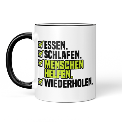 CupHaven® Sozialarbeiter Tasse - Essen. Schlafen. Menschen helfen. Wiederholen. - Geschenk für Sozialarbeiter und Sozialarbeiterinnen