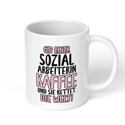 CupHaven® Sozialarbeiter Tasse - Gib einer Sozialarbeiterin Kaffee - Geschenk für Sozialarbeiter und Sozialarbeiterinnen