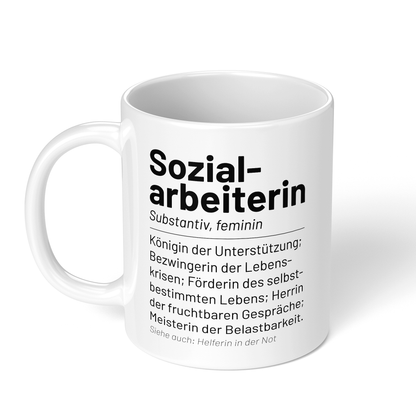 CupHaven® Sozialarbeiter Tasse - Wörterbuch "Sozialarbeiterin" - Geschenk für Sozialarbeiter und Sozialarbeiterinnen