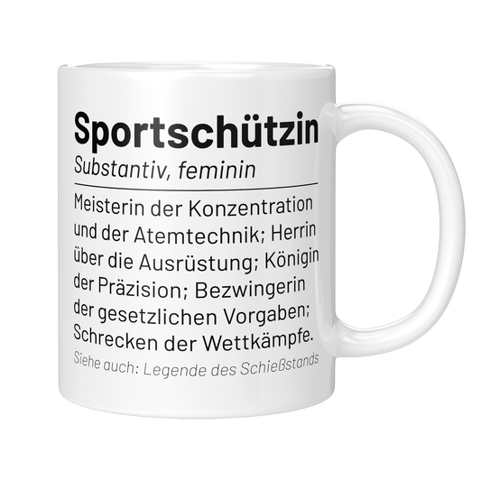 Sportschütze Tasse - Wörterbuch "Sportschützin" (Sportschießen, Geschenk)