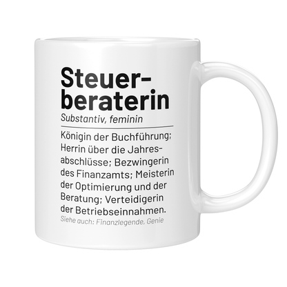 CupHaven® Steuerberater Tasse - Wörterbuch "Steuerberaterin" - Geschenk für Steuerberater und Steuerberaterinnen