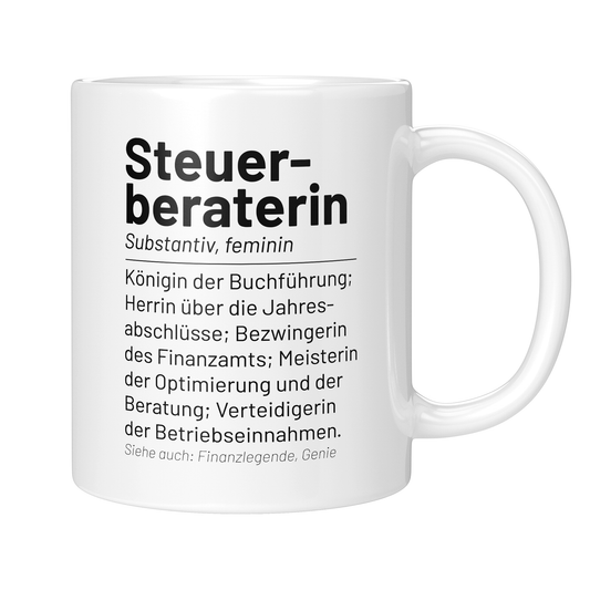 CupHaven® Steuerberater Tasse - Wörterbuch "Steuerberaterin" - Geschenk für Steuerberater und Steuerberaterinnen