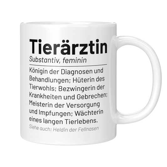 CupHaven® Tierarzt Tasse - Wörterbuch "Tierärztin" - Geschenk für Tierärzte und Tierärztinnen