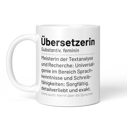 CupHaven® Übersetzer Tasse - Wörterbuch "Übersetzerin" - Geschenk für Übersetzer und Übersetzerinnen