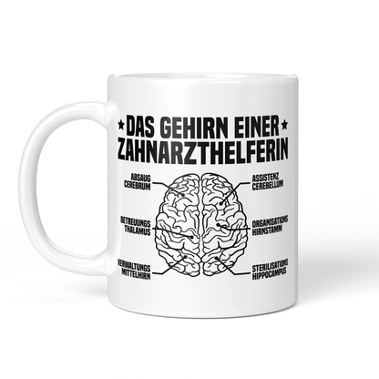 CupHaven® Zahnarzthelferin Tasse - Das Gehirn einer Zahnarzthelferin - Geschenk für Zahnmedizinische Fachangestellte oder ZFAs