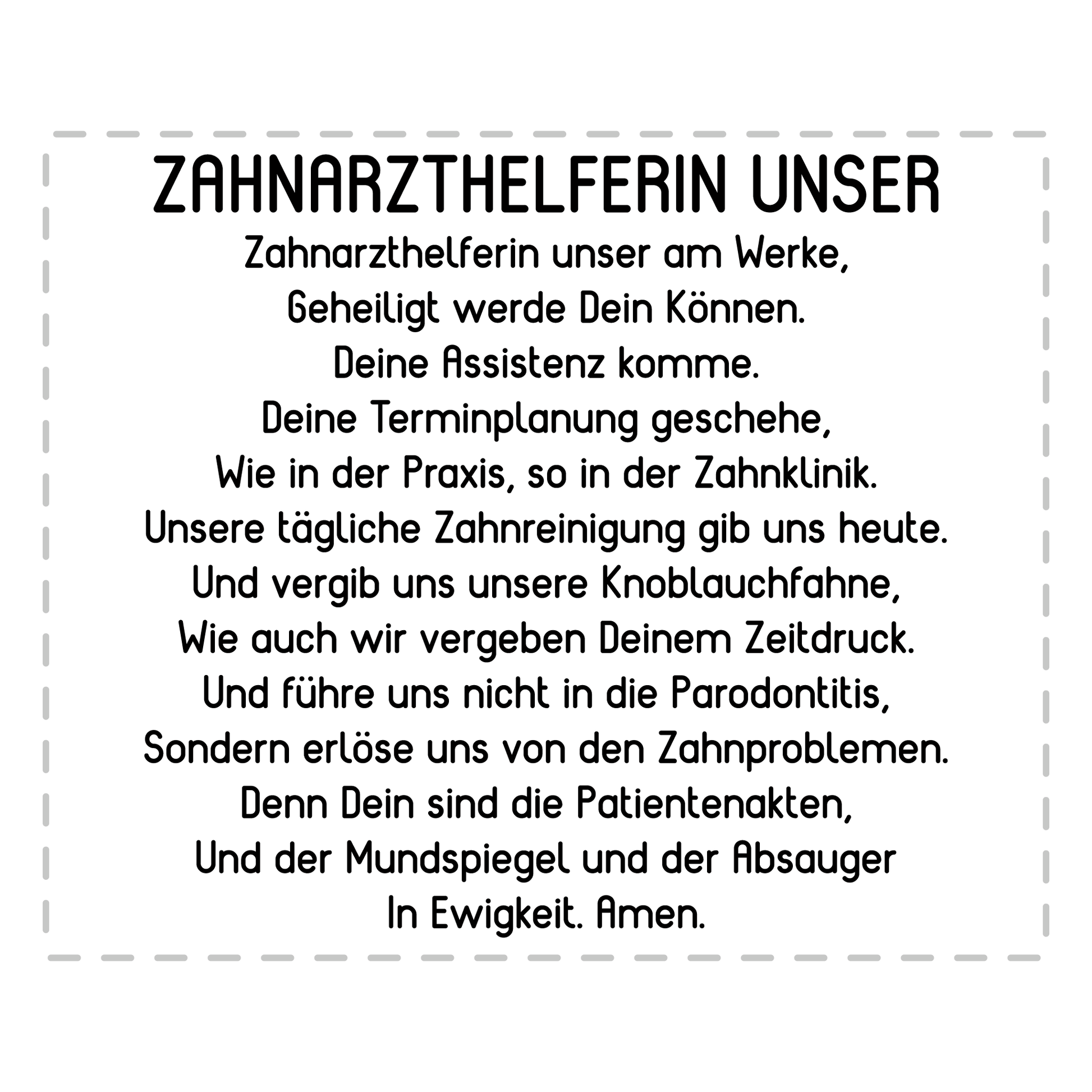 Zahnarzthelferin Tasse - "Zahnarzthelferin Unser"-Gebet (Zahnmedizinische Fachangestellte, ZFA, Geschenk)