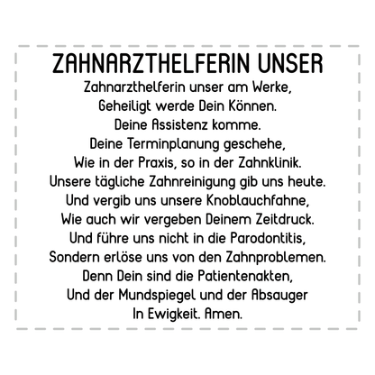 Zahnarzthelferin Tasse - "Zahnarzthelferin Unser"-Gebet (Zahnmedizinische Fachangestellte, ZFA, Geschenk)