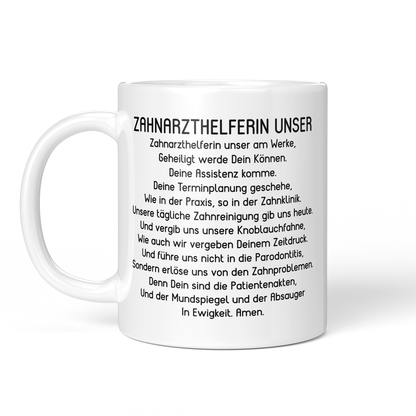 CupHaven® Zahnarzthelferin Tasse - "Zahnarzthelferin Unser"-Gebet - Geschenk für Zahnmedizinische Fachangestellte oder ZFAs