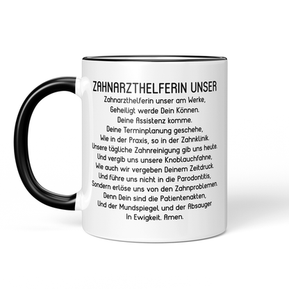 CupHaven® Zahnarzthelferin Tasse - "Zahnarzthelferin Unser"-Gebet - Geschenk für Zahnmedizinische Fachangestellte oder ZFAs
