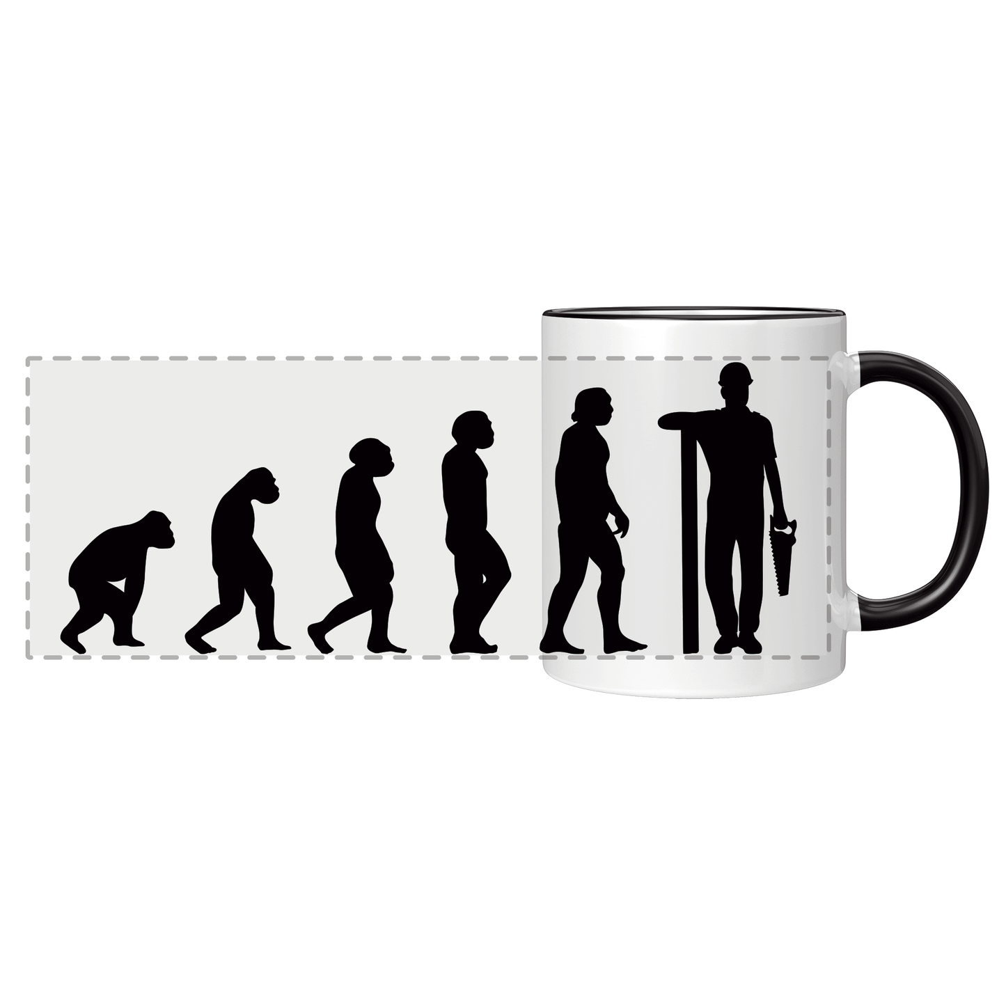 Zimmerer Tasse Evolution des Zimmerers