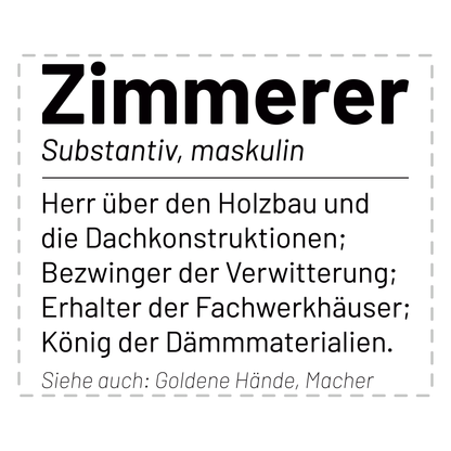 Zimmerer Tasse - Wörterbucheintrag: Zimmerer (Zimmermann, Geschenk)