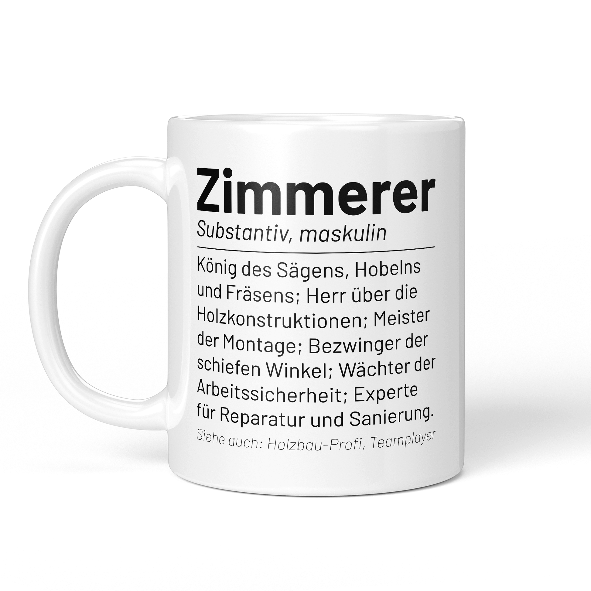 CupHaven® Zimmerer Tasse - Wörterbuch "Zimmerer" - Geschenk für Zimmerer und Zimmerinnen