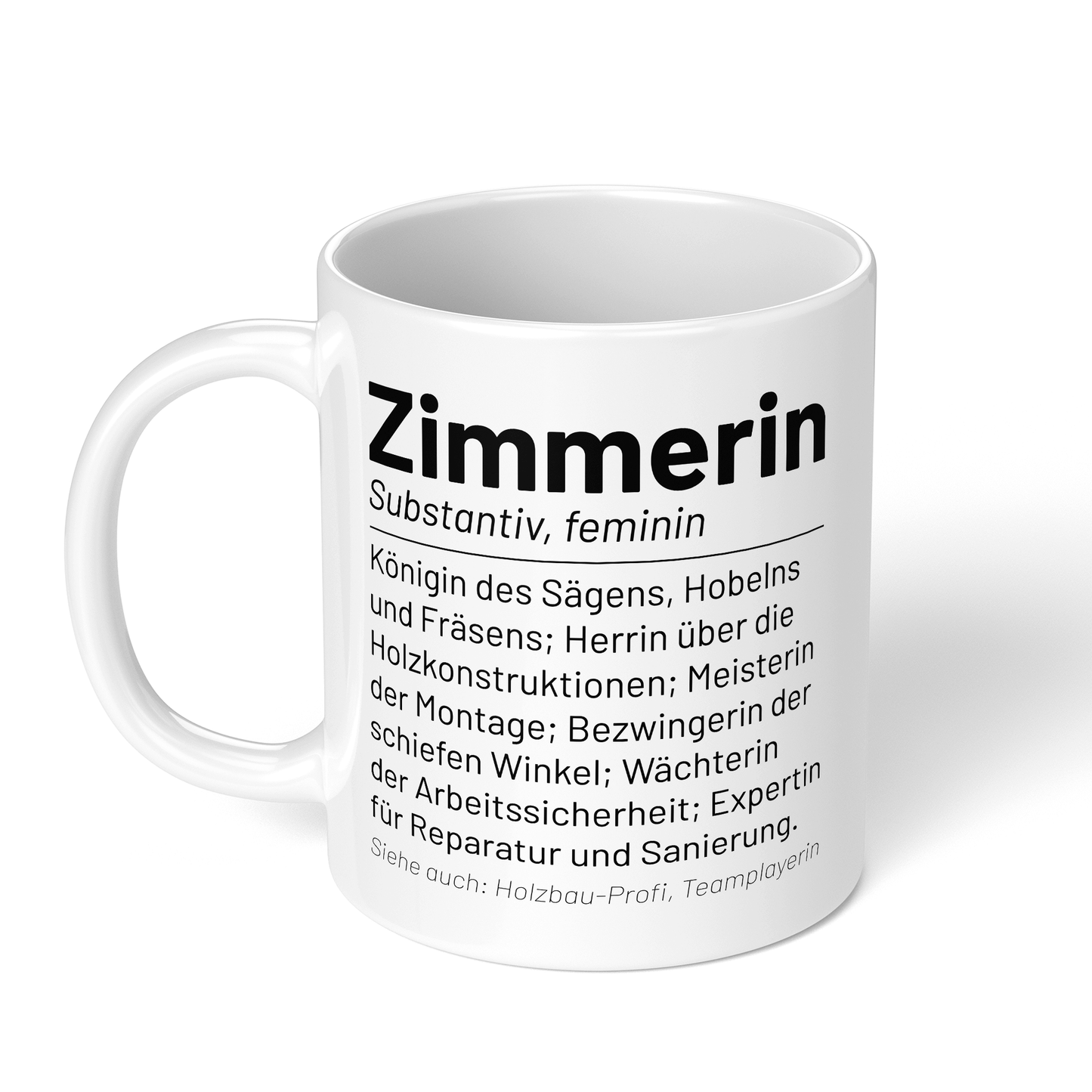 CupHaven® Zimmerer Tasse - Wörterbuch "Zimmerin" - Geschenk für Zimmerer und Zimmerinnen