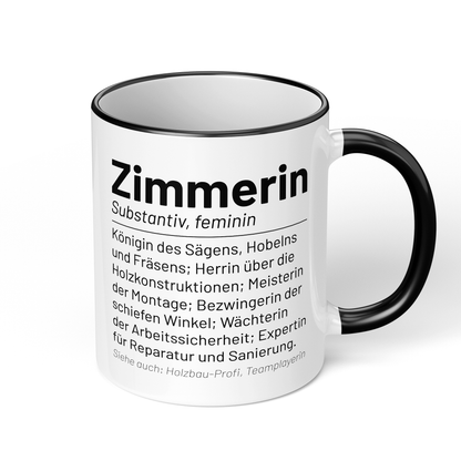 CupHaven® Zimmerer Tasse - Wörterbuch "Zimmerin" - Geschenk für Zimmerer und Zimmerinnen