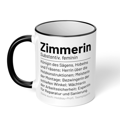 CupHaven® Zimmerer Tasse - Wörterbuch "Zimmerin" - Geschenk für Zimmerer und Zimmerinnen